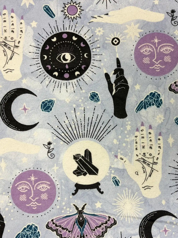 Sun and Moon Graphic on Purple | Cotton Flannel