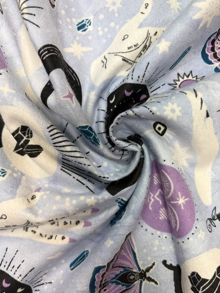 Sun and Moon Graphic on Purple | Cotton Flannel