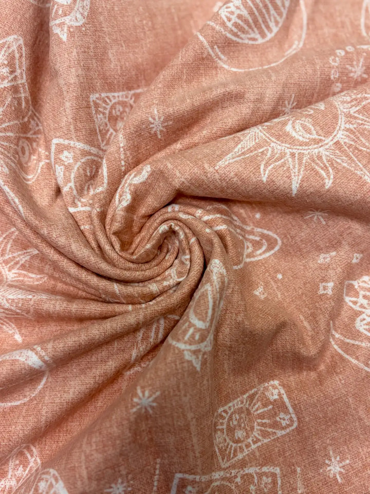 Sun and Moon Graphic on Peach | Cotton Flannel