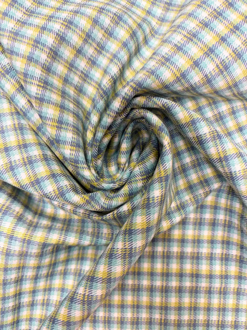 Light Green and Blue Plaid | Cotton Spandex