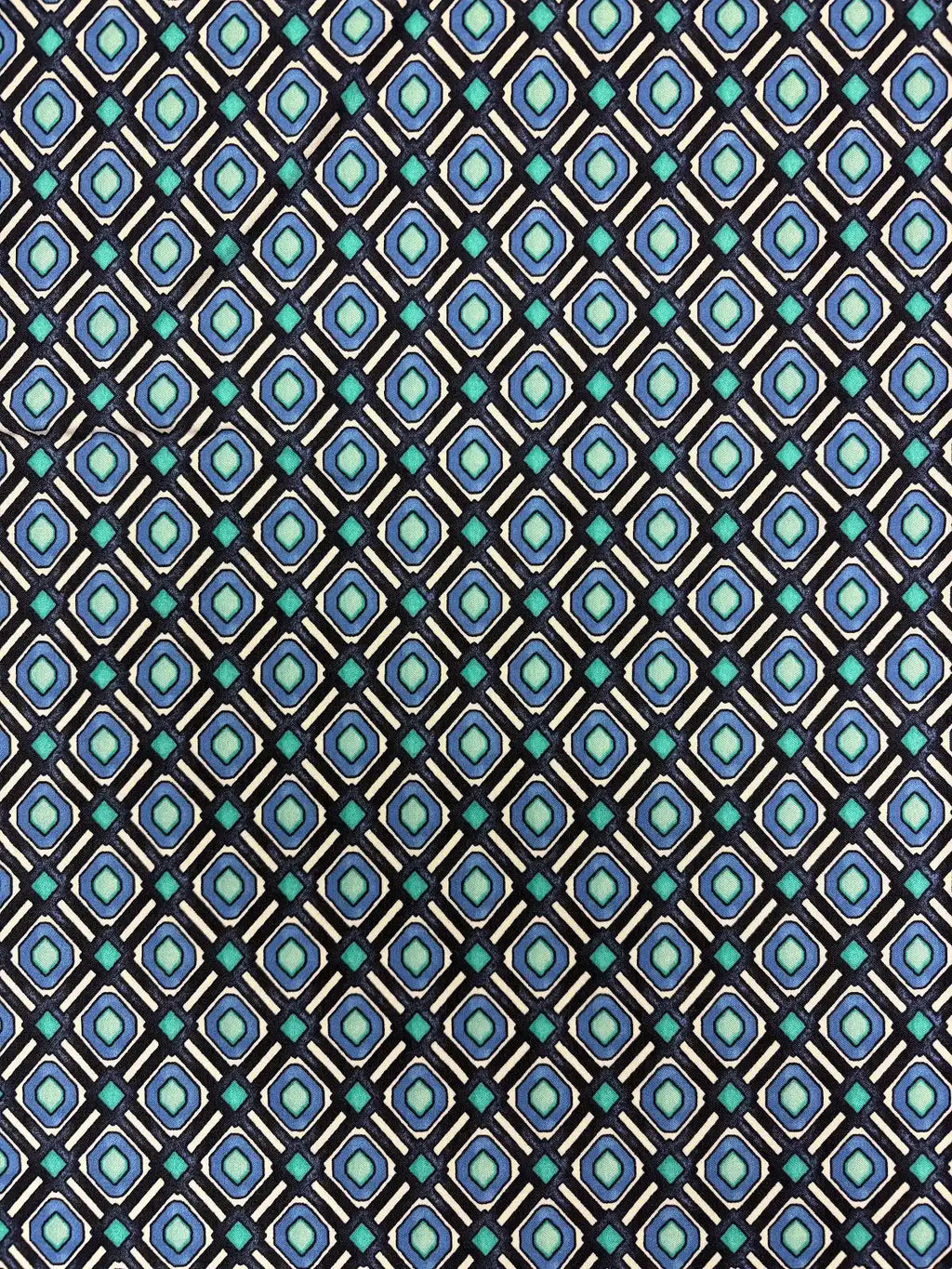 Blue, White, and Black Geometric Print | Cotton Spandex