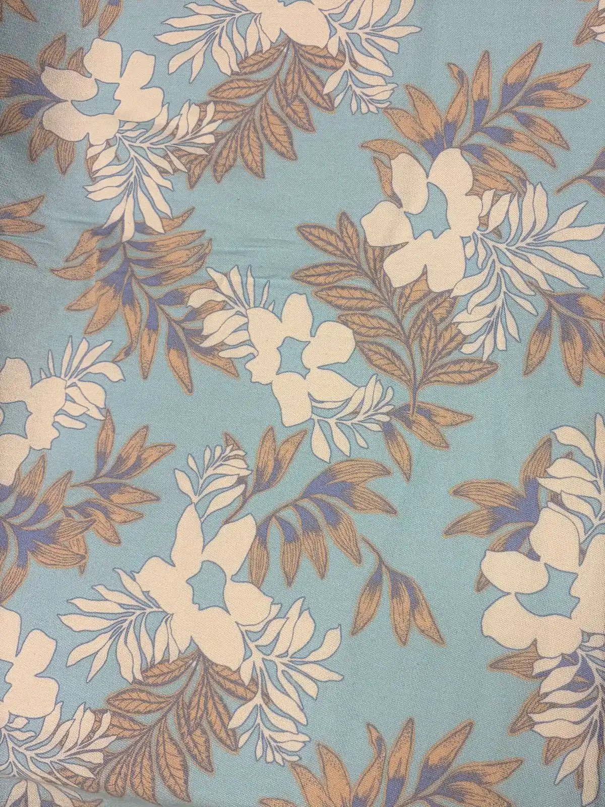Blue Tropical Glow Floral | Rayon Linen
