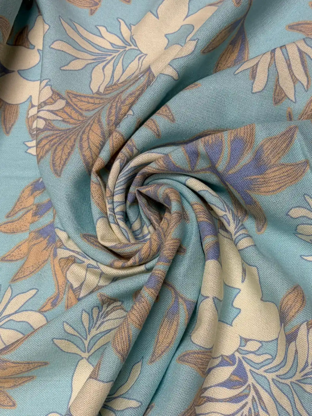 Blue Tropical Glow Floral | Rayon Linen