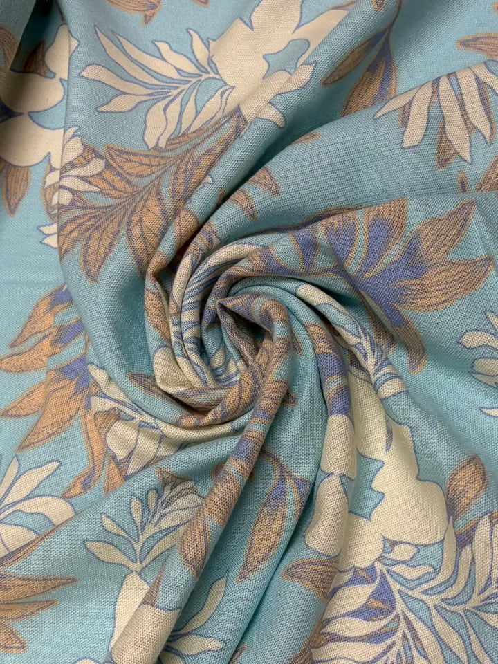Blue Tropical Glow Floral | Rayon Linen