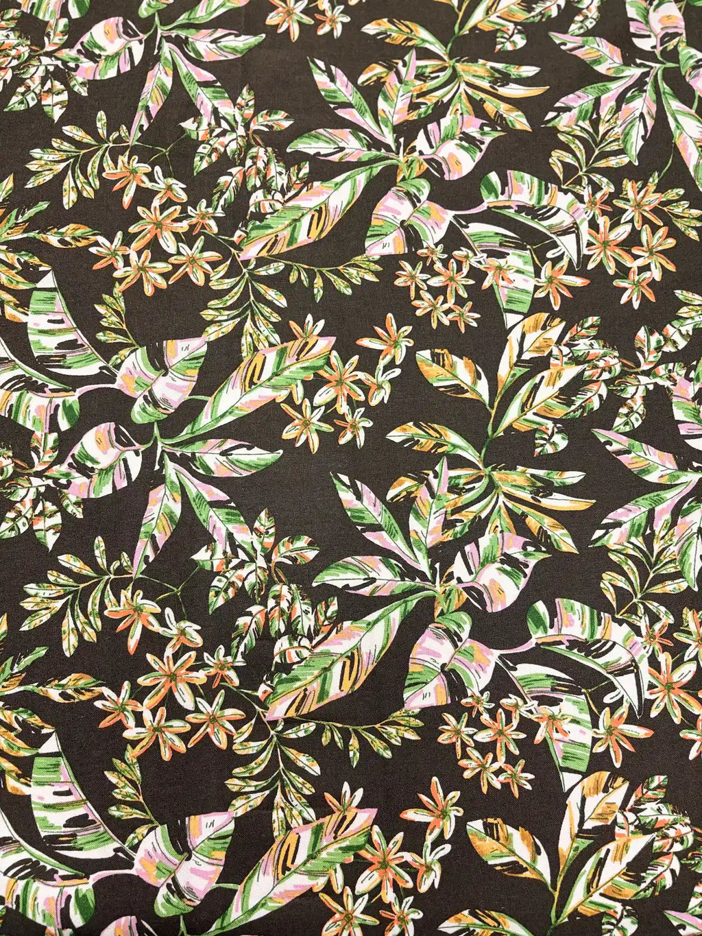 Brown Tropical Floral | Linen Rayon