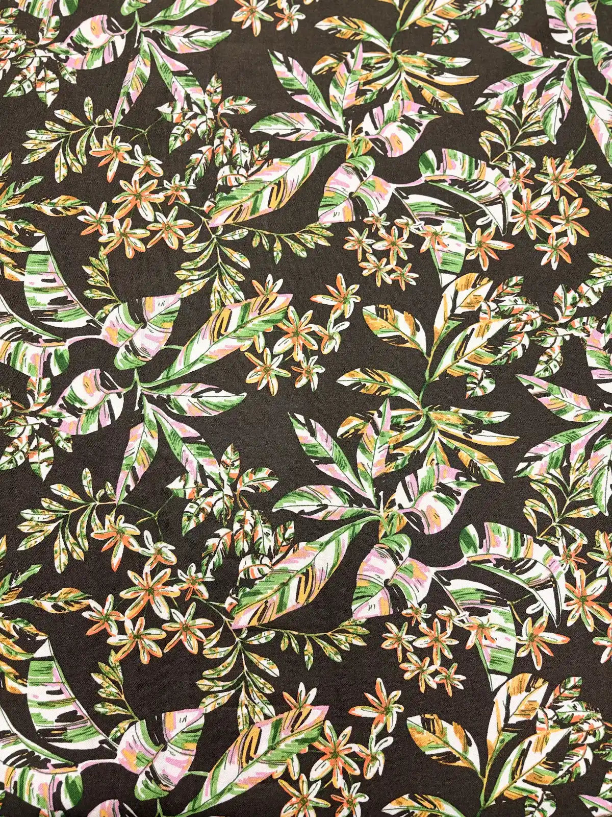 Brown Tropical Floral | Linen Rayon