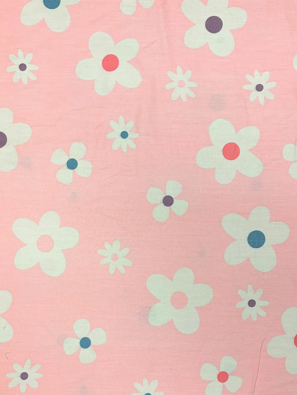White and Multicolor Floral on Pink | 108" Cotton