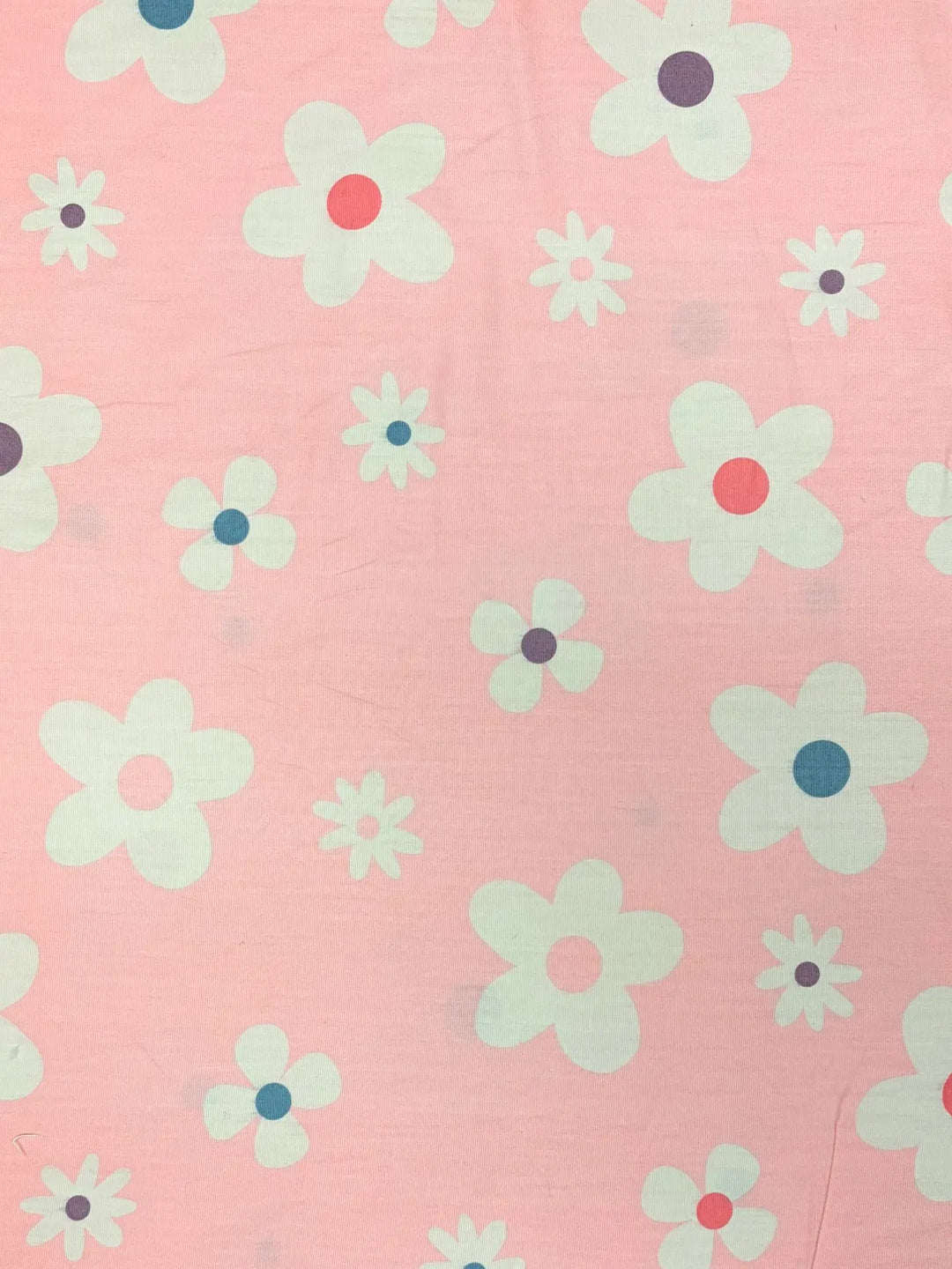 White and Multicolor Floral on Pink | 108" Cotton