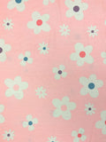 White and Multicolor Floral on Pink | 108" Cotton