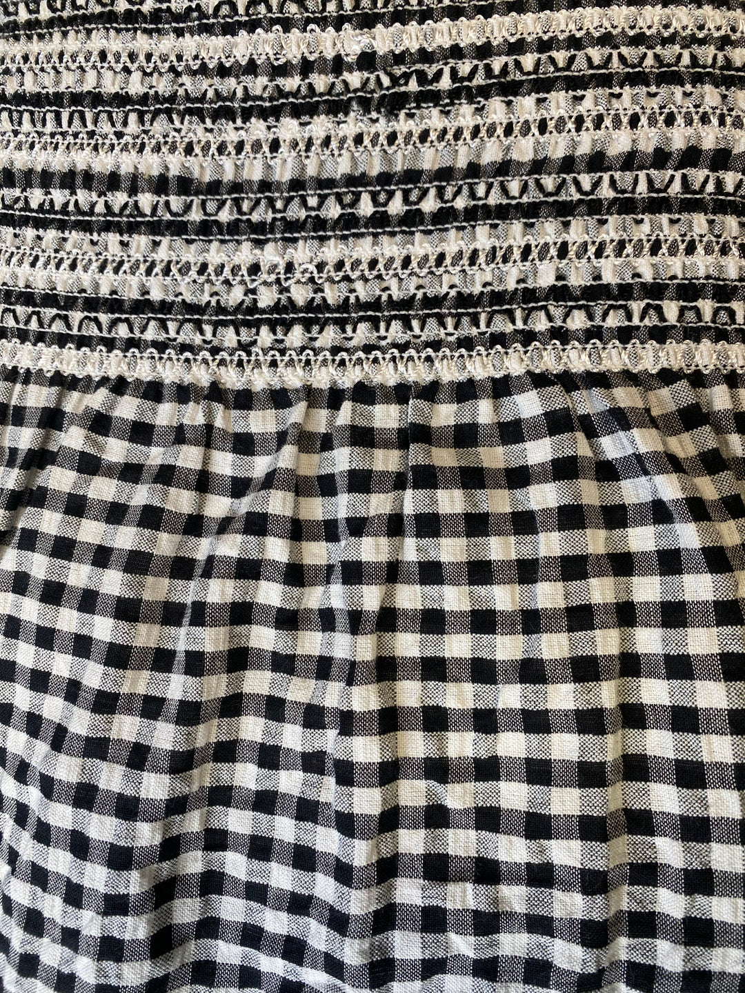 Black and White Gingham | Smocked Cotton Pre-Shirred Fabric