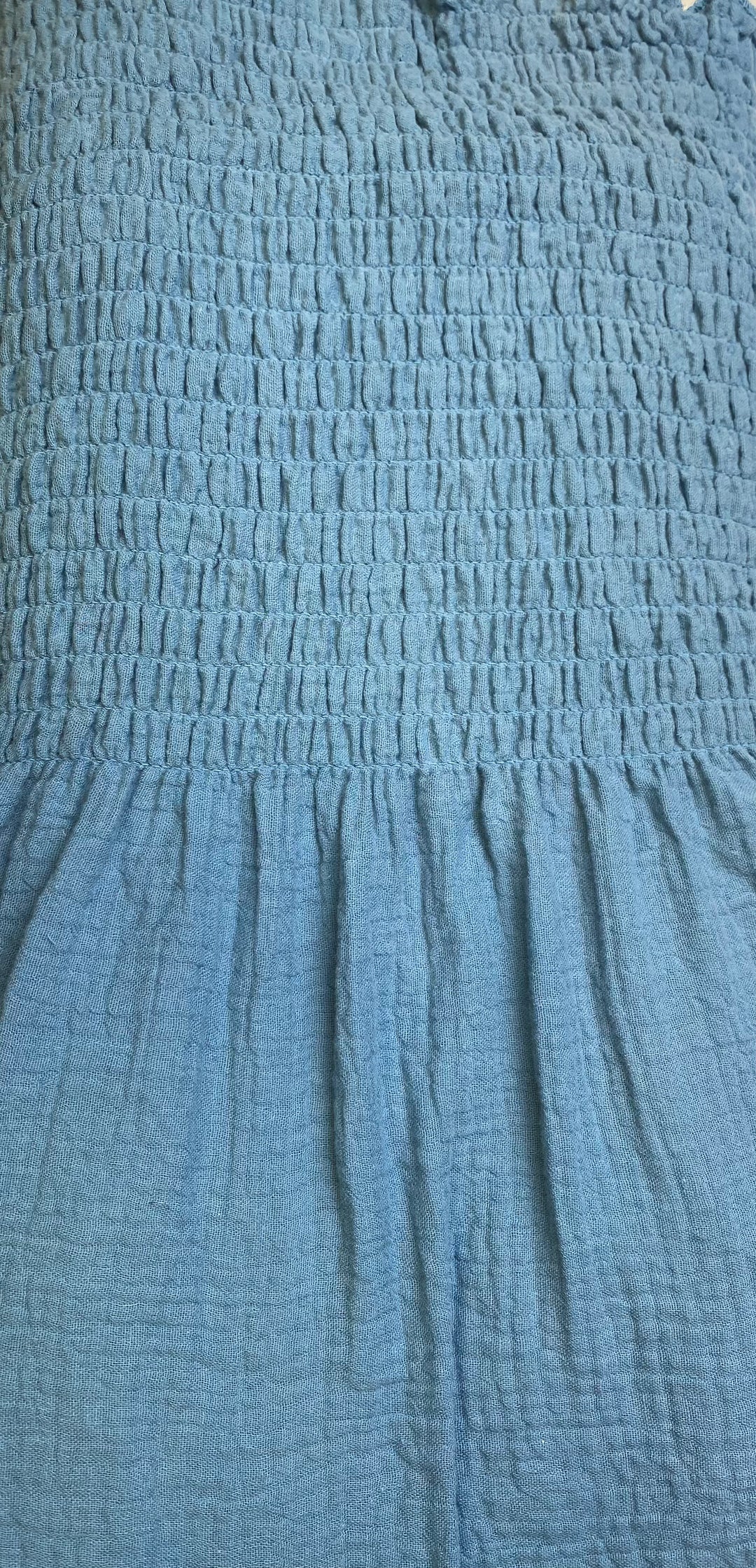 Light Blue | Smocked Cotton Pre-Shirred Fabric