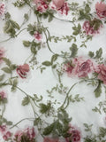 Dusty Pink 3D Floral Organza