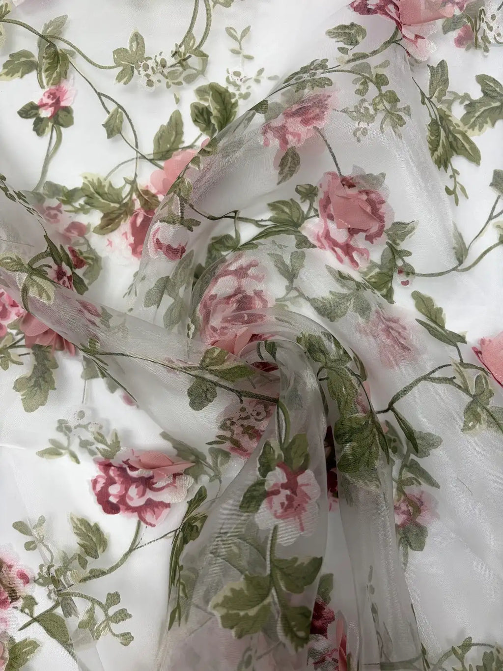 Dusty Pink 3D Floral Organza
