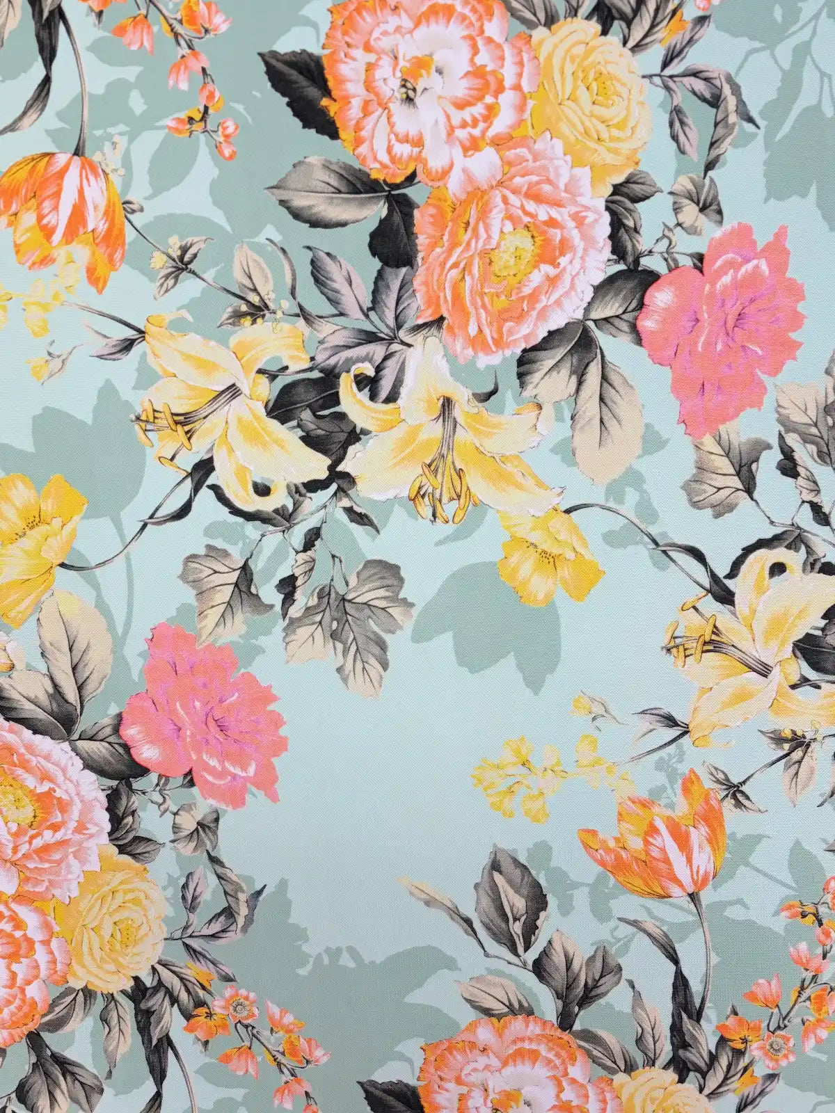 Emanual Ungaro | Warm Florals on Mint Knit | Made in Paris