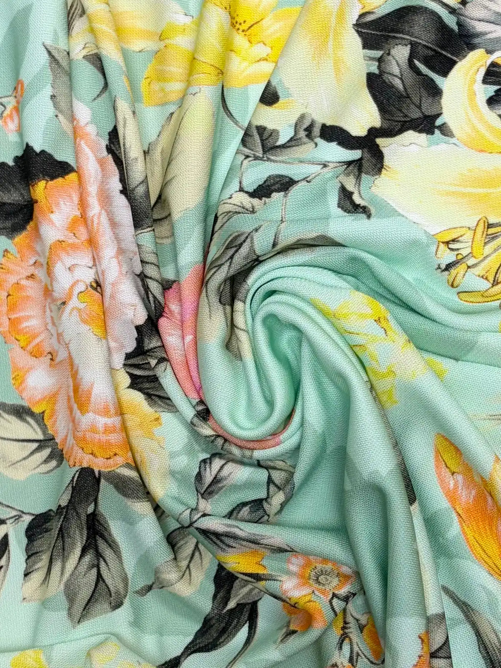 Emanual Ungaro | Warm Florals on Mint Knit | Made in Paris