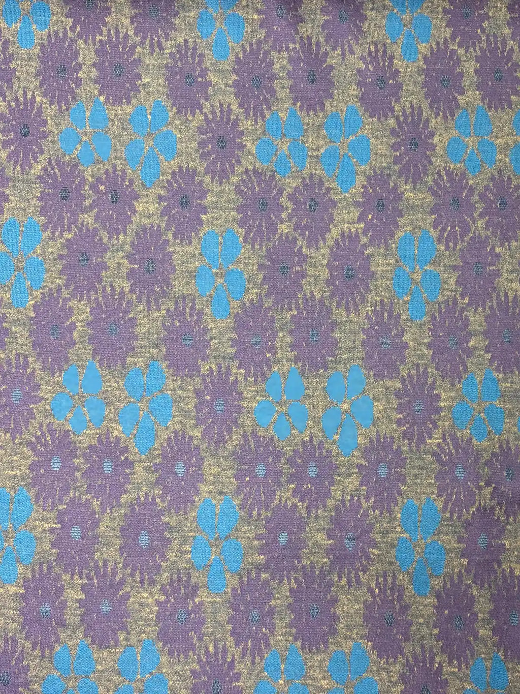 Blue and Purple Floral on Grey | Viscose Knit | Made in Italy