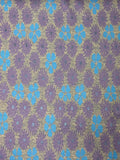 Blue and Purple Floral on Grey | Viscose Knit | Made in Italy