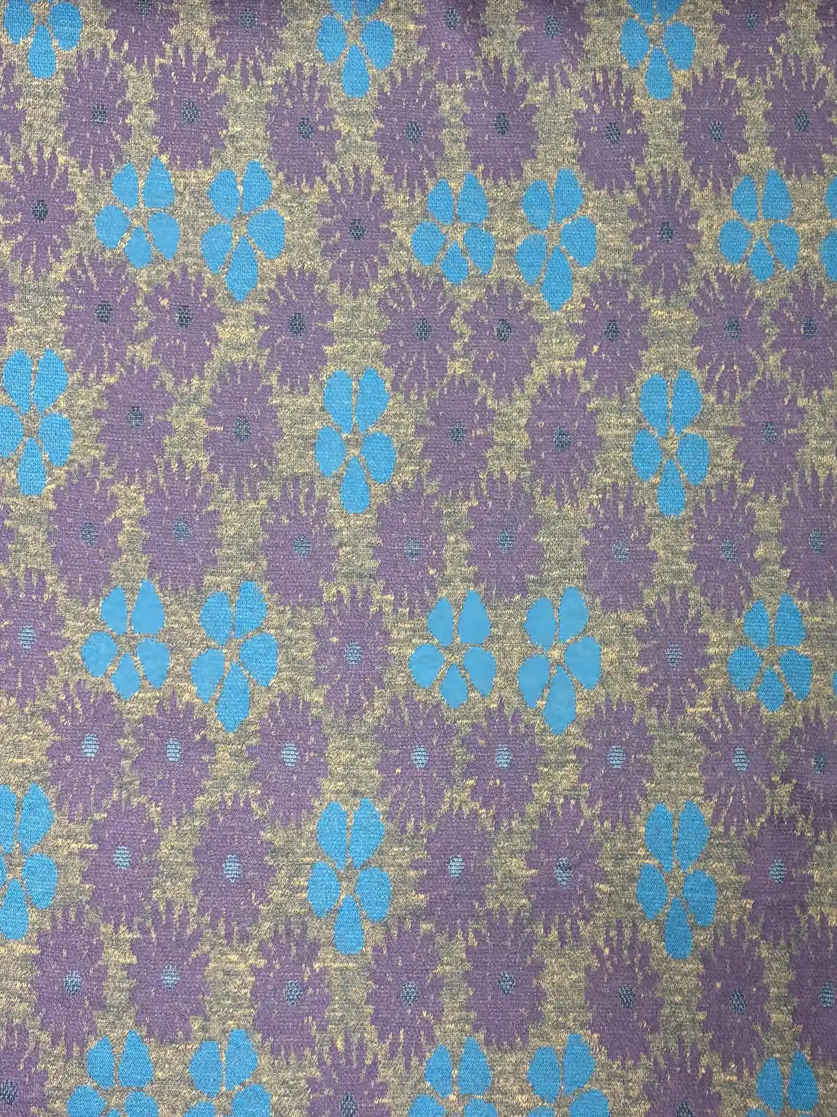Blue and Purple Floral on Grey | Viscose Knit | Made in Italy