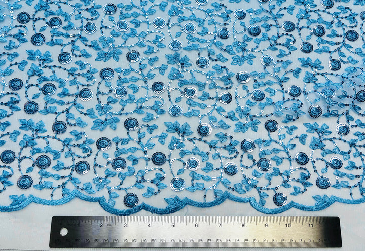 Vine Embroidery Kentucky Blue | Sequin