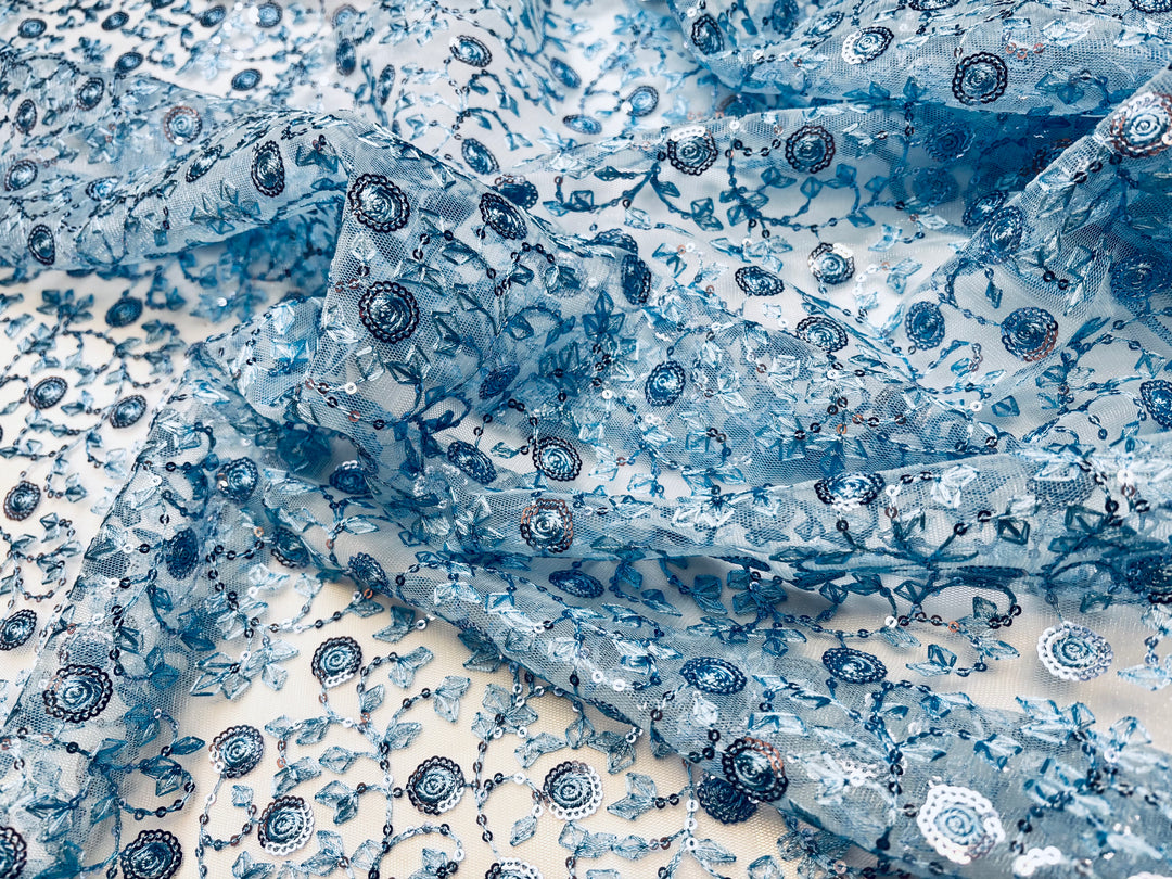 Vine Embroidery Kentucky Blue | Sequin