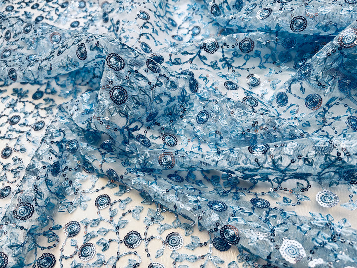 Vine Embroidery Kentucky Blue | Sequin