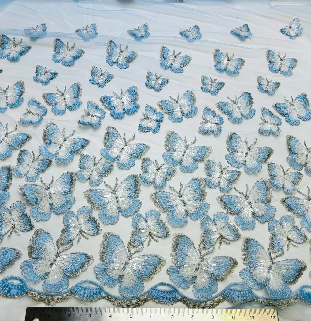 Blue Butterfly Border | Sequin