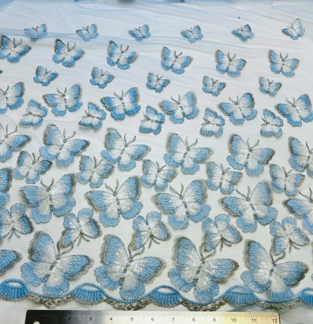 Blue Butterfly Border | Sequin