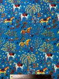 Blue Horse Floral Print | Viscose Poly Blend