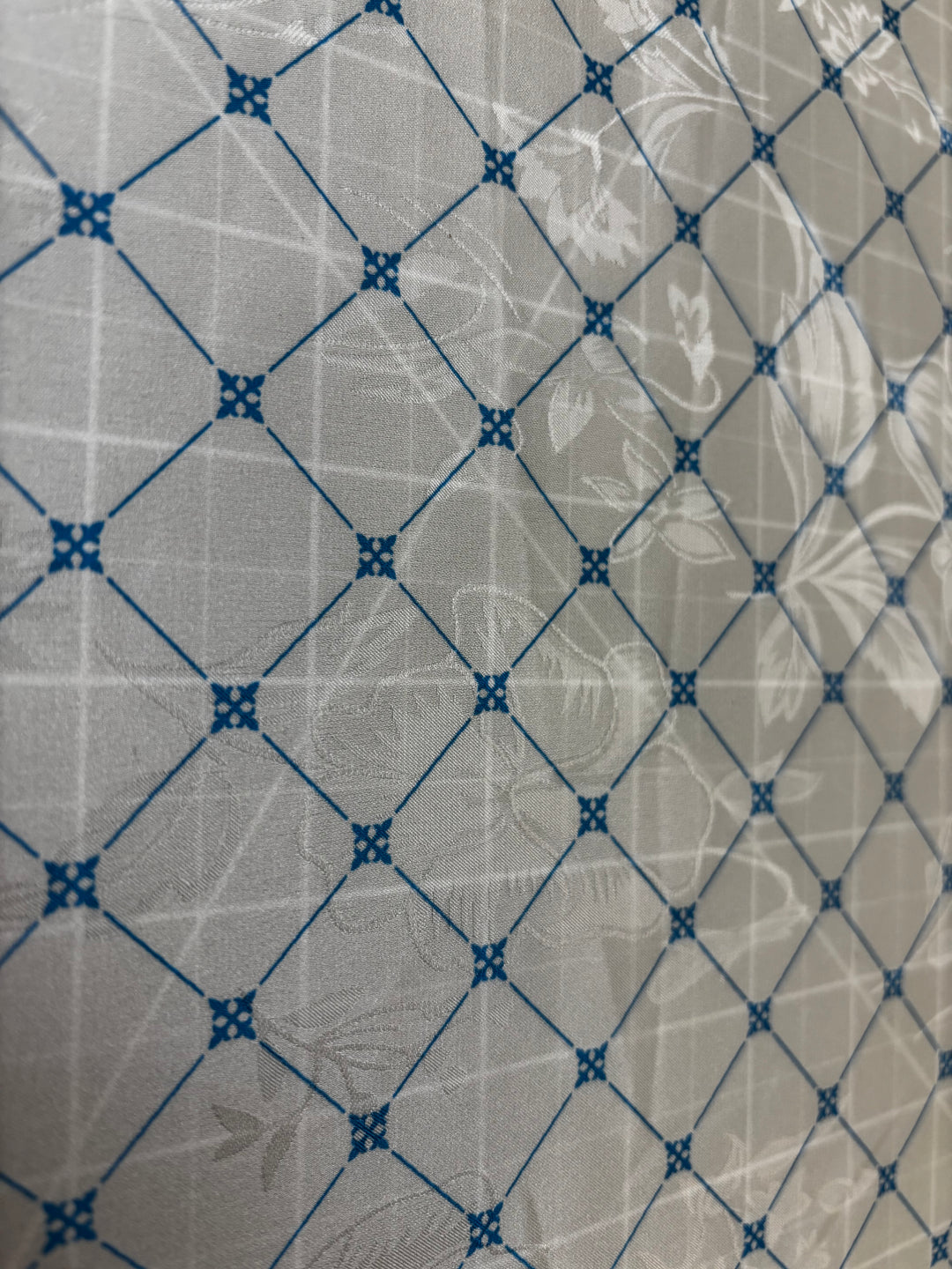 Blue Dragon on White | Viscose Poly Jacquard Blend