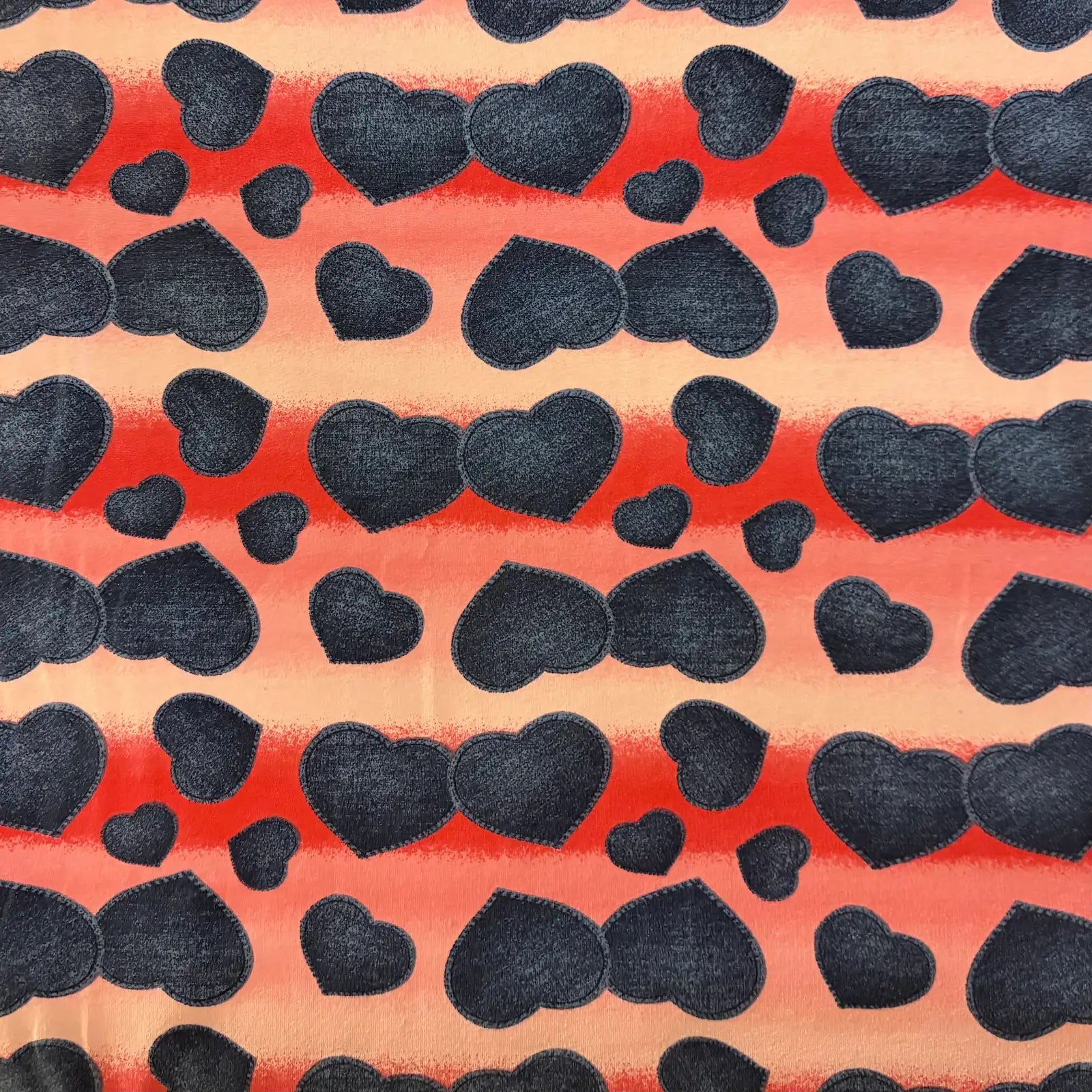 Hearts in Pink and Denim Blue | Cotton Terry | Made in Italy
