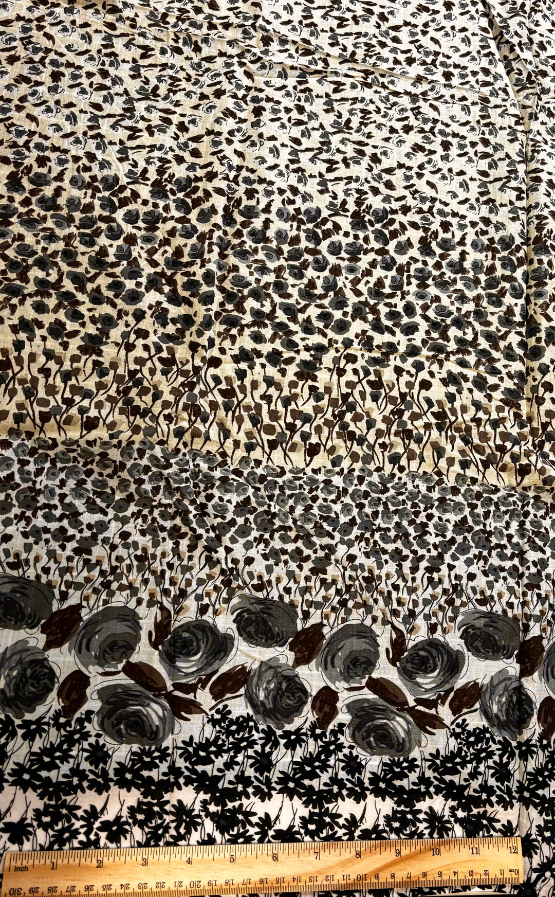Brown on White Floral Print | Cotton Voile