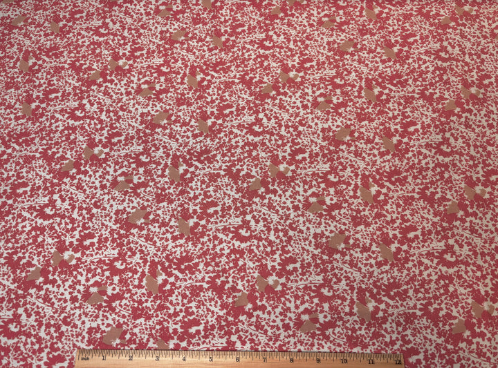 Coral Floral on White | Rayon Spandex Blend