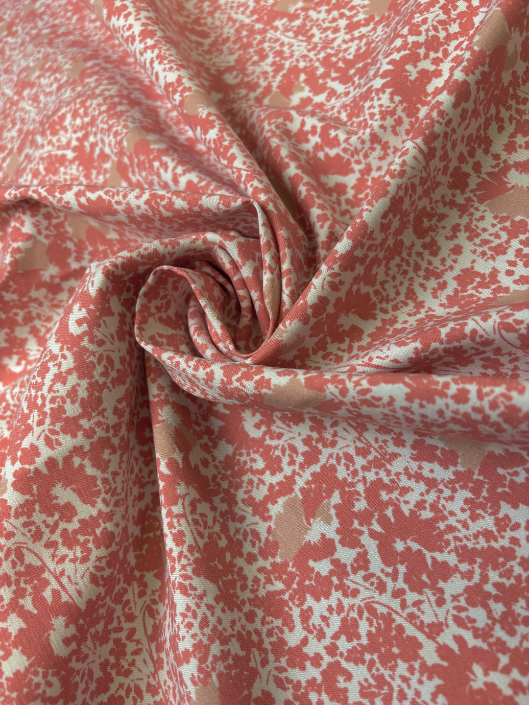 Coral Floral on White | Rayon Spandex Blend