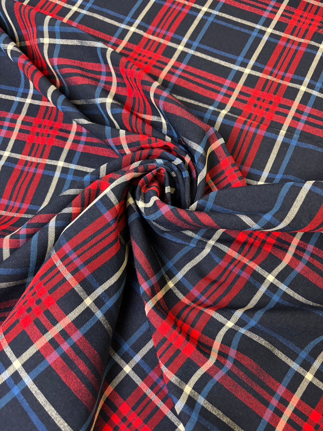 Red Blue Plaid |  Rayon Spandex Blend