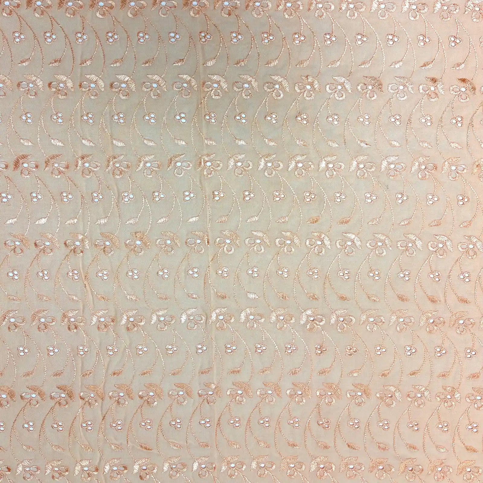 Peach Floral Eyelet Embroidered Lawn | Lace