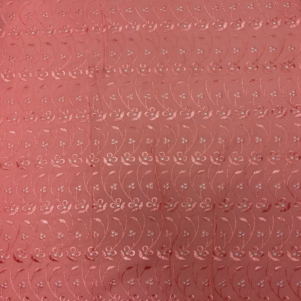 Pink Floral Eyelet Embroidered Lawn | Lace