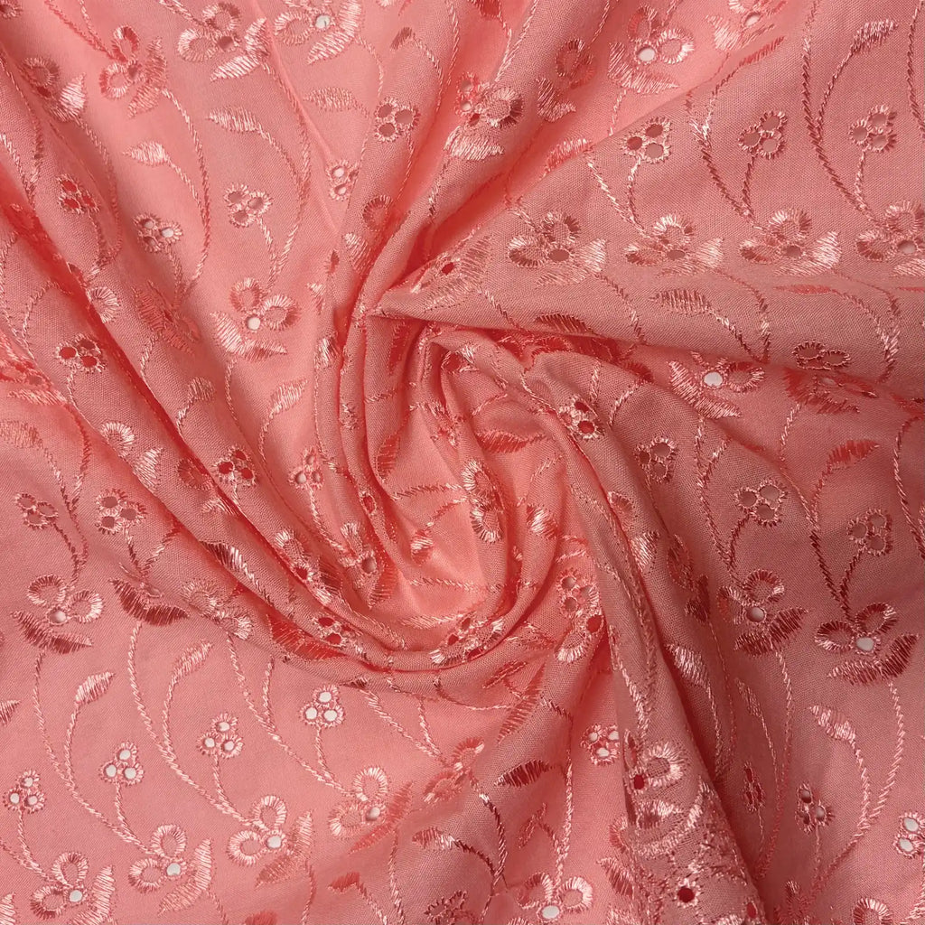 Pink Floral Eyelet Embroidered Lawn | Lace