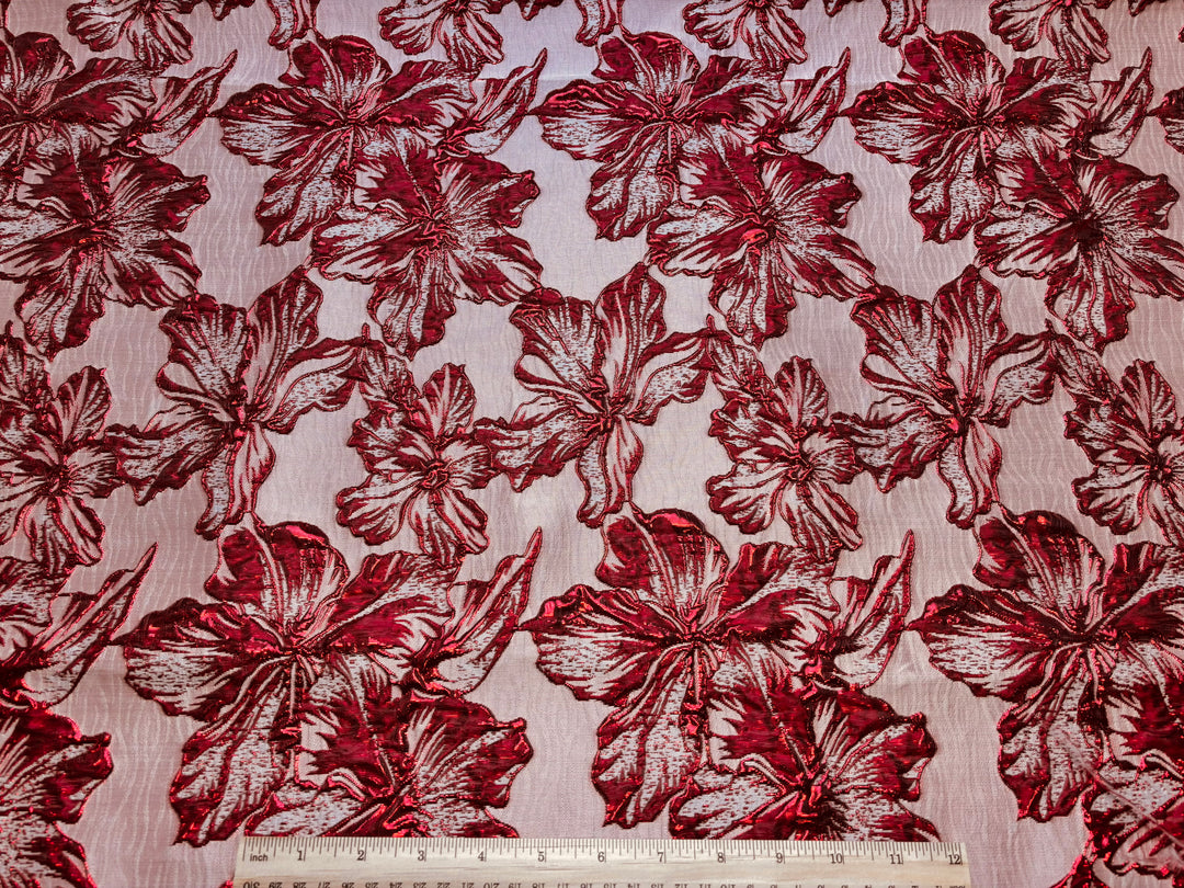 Red Orchids on White|Poly Jacquard