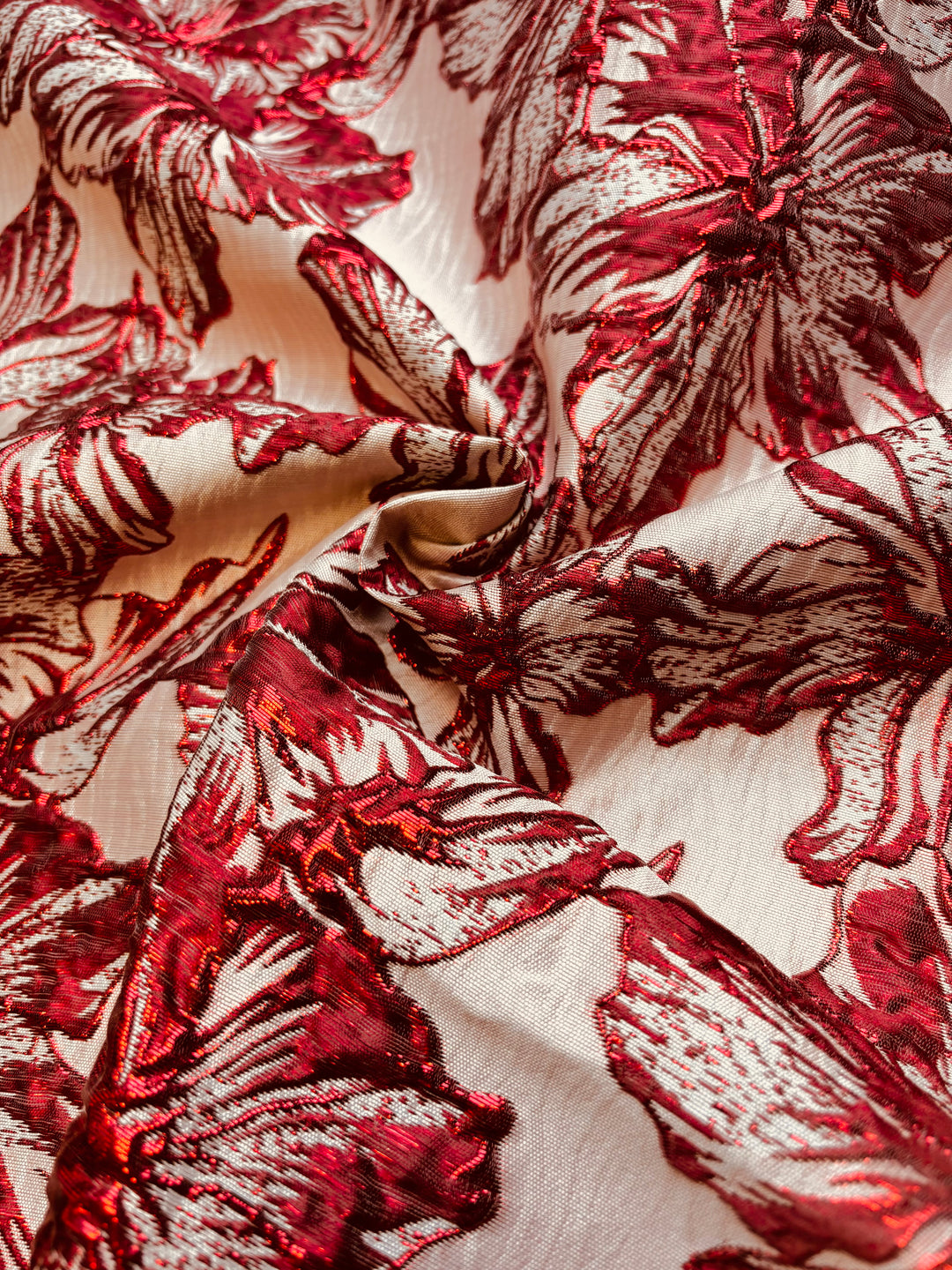 Red Orchids on White|Poly Jacquard
