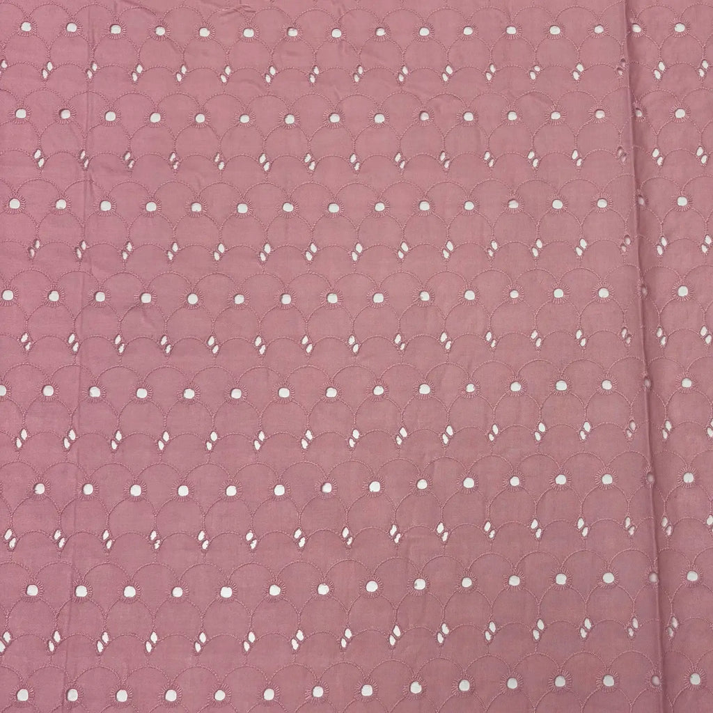 Dusty Rose Scallop Eyelet Embroidered Lawn | Lace