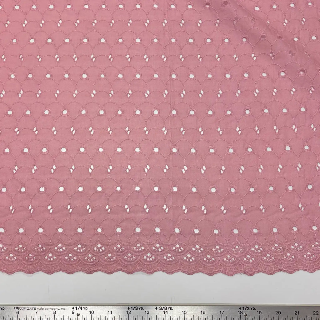 Dusty Rose Scallop Eyelet Embroidered Lawn | Lace
