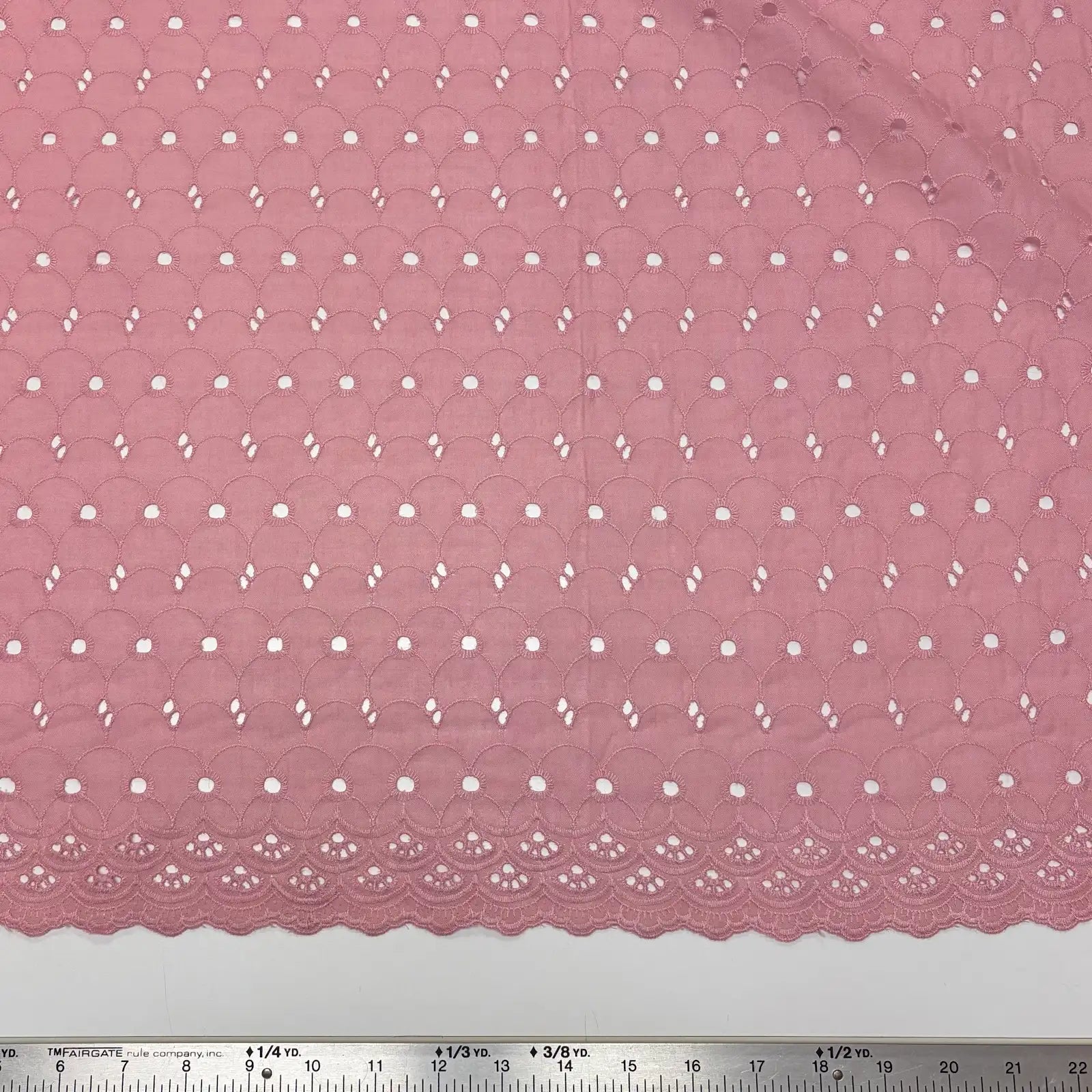 Dusty Rose Scallop Eyelet Embroidered Lawn | Lace