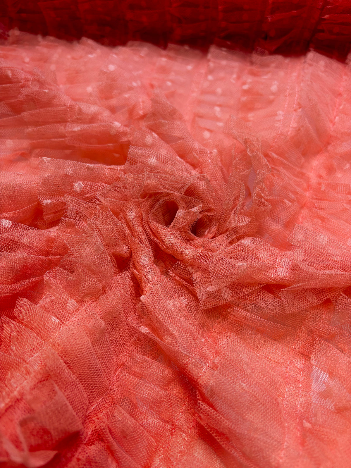 Coral Dotted Frills | Tulle