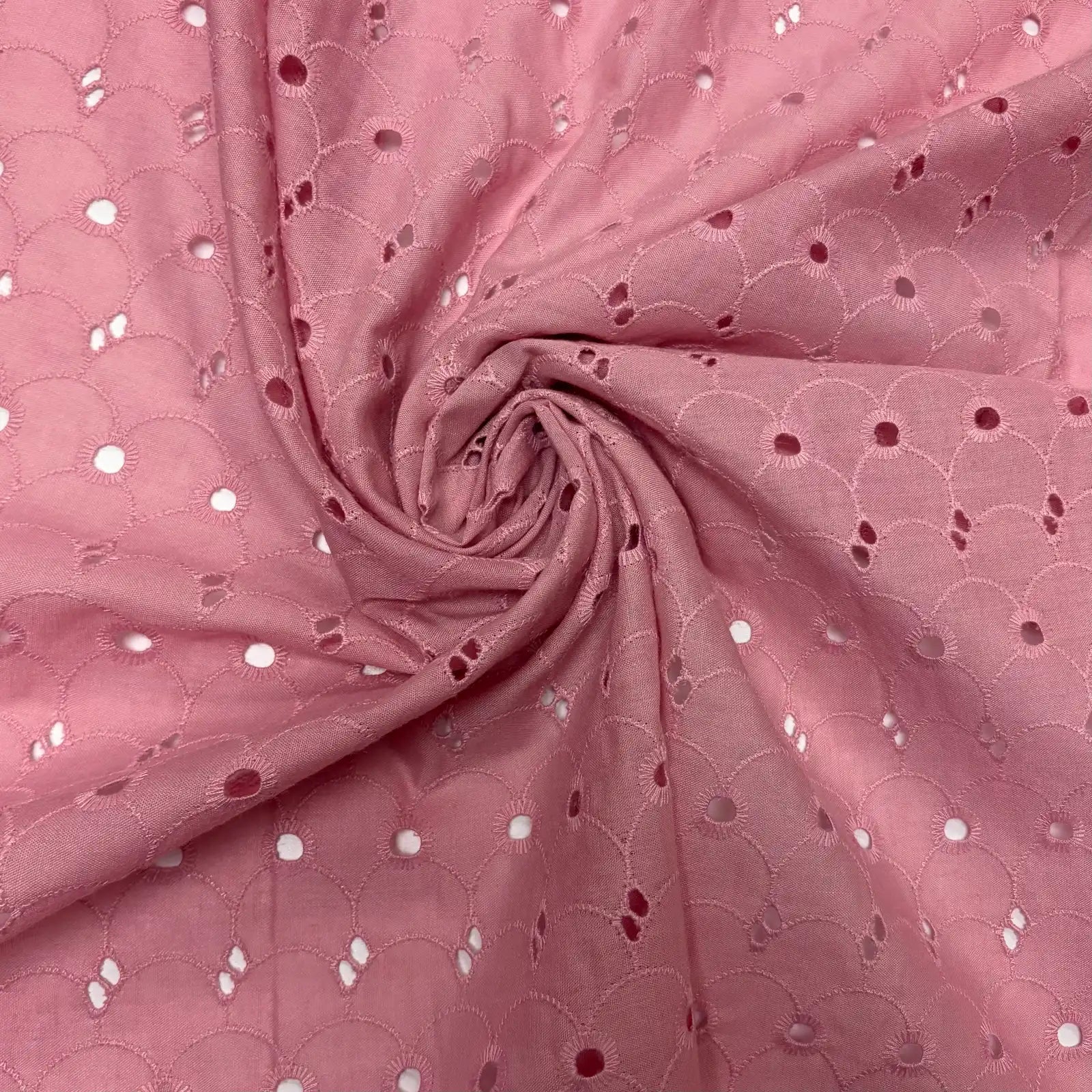 Dusty Rose Scallop Eyelet Embroidered Lawn | Lace