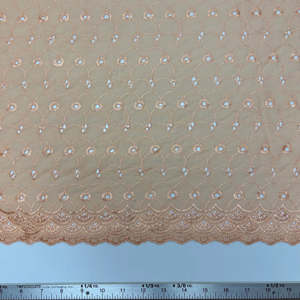 Peach Scallop Eyelet Embroidered Lawn | Lace