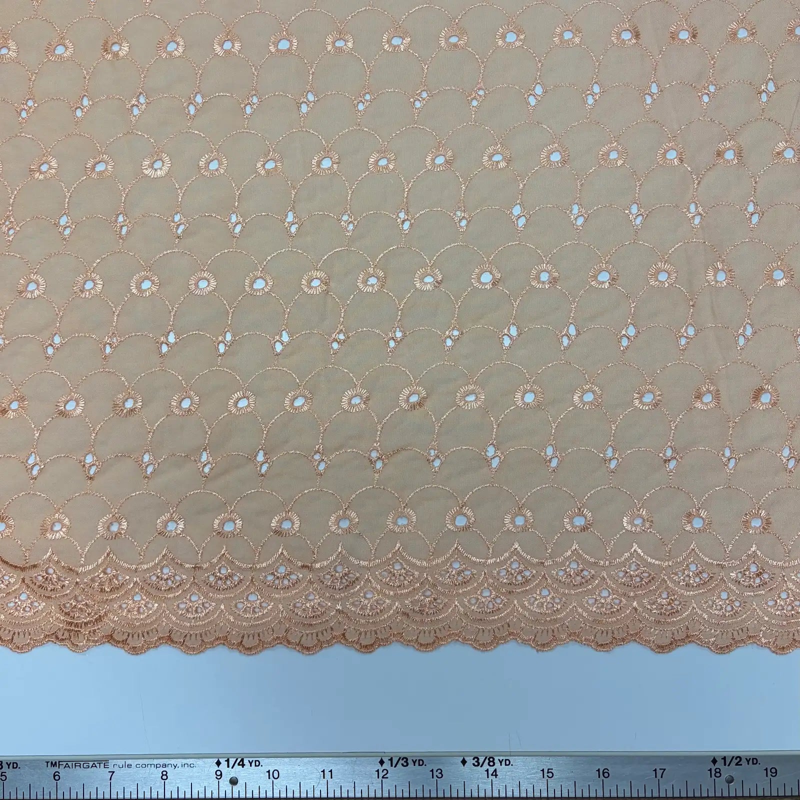 Peach Scallop Eyelet Embroidered Lawn | Lace