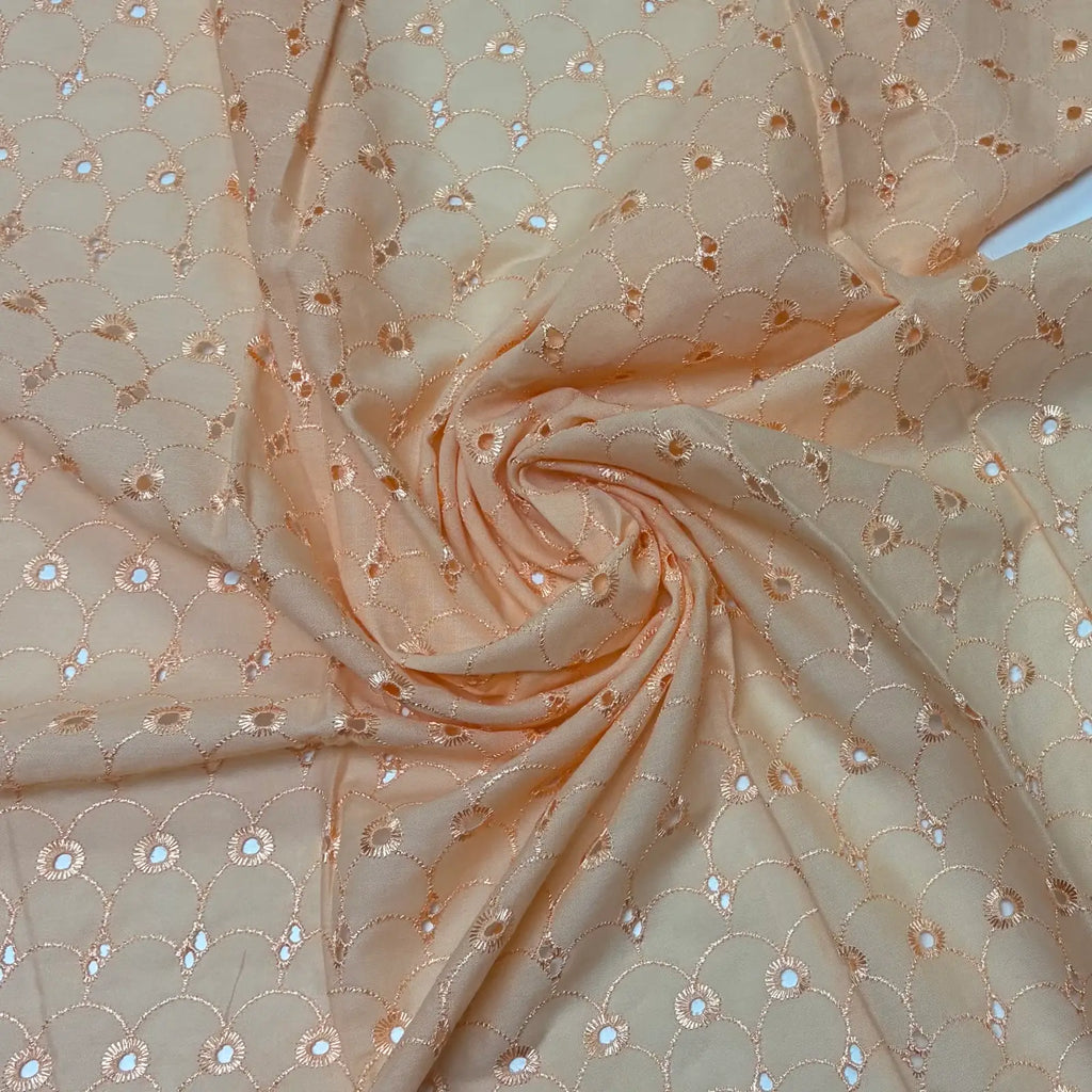Peach Scallop Eyelet Embroidered Lawn | Lace