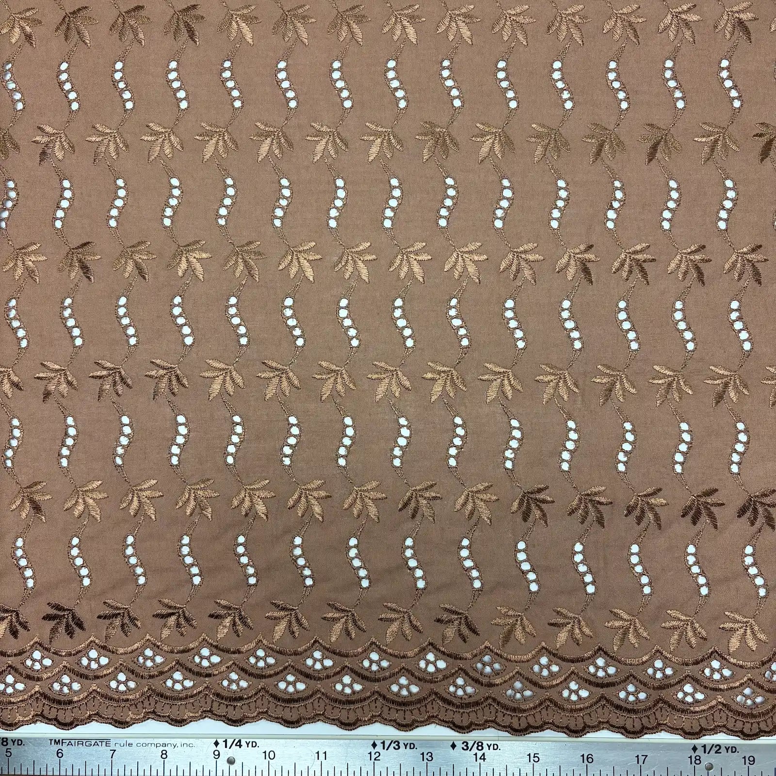 Brown Leaf Eyelet Embroidered Lawn | Lace