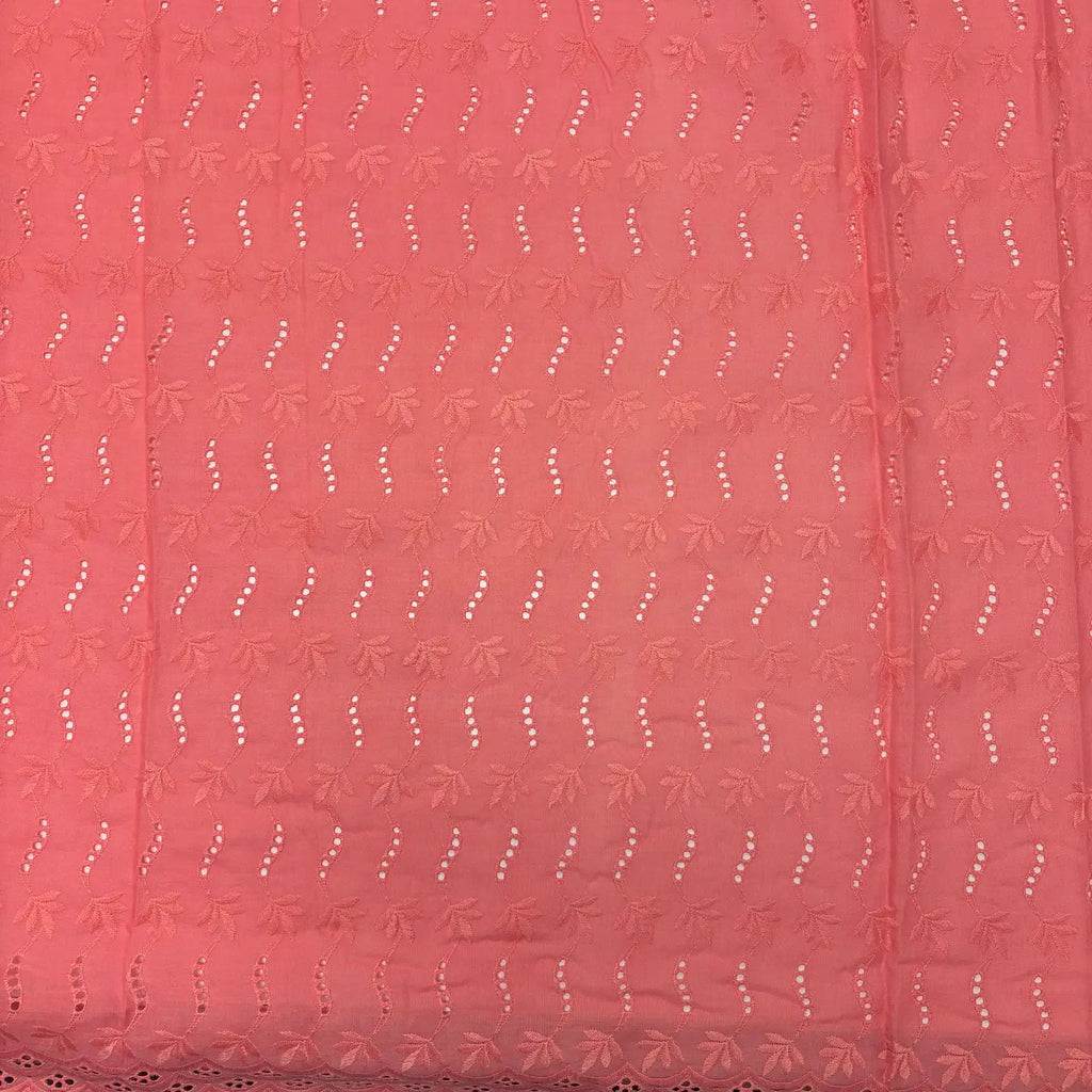 Coral Leaf Eyelet Embroidered Lawn | Lace