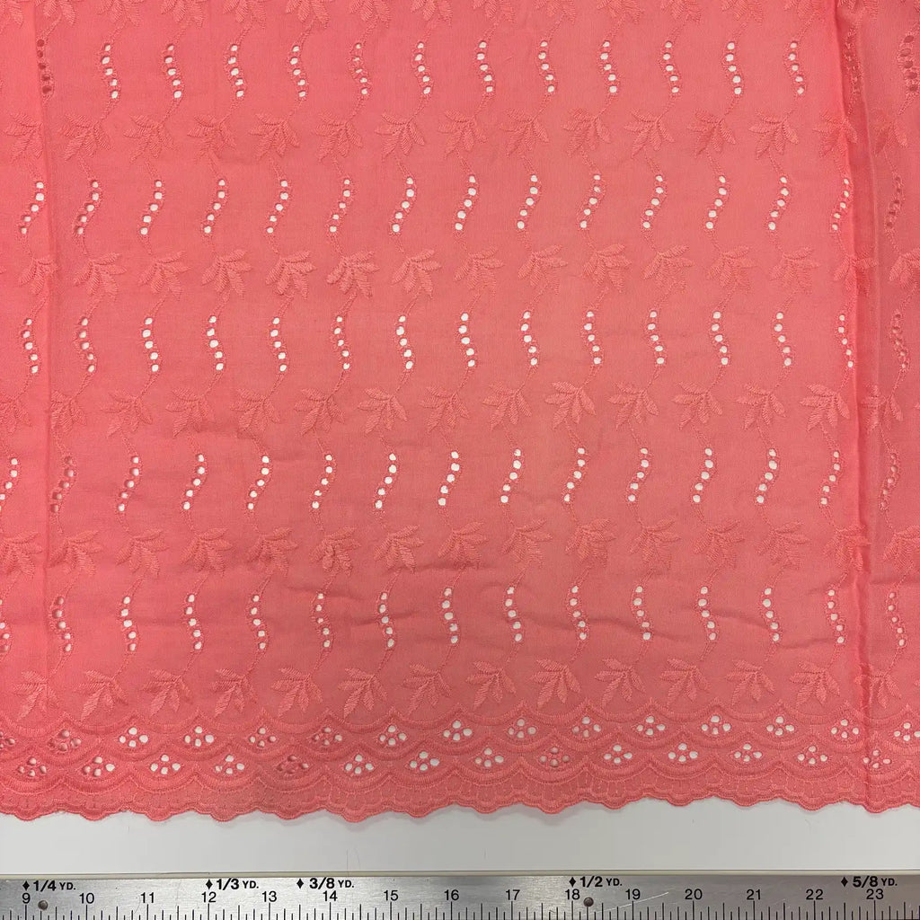 Coral Leaf Eyelet Embroidered Lawn | Lace